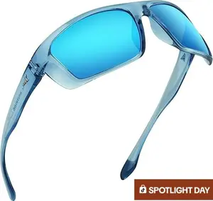 KastKing Huzzah Polarized Sport Sunglasses for Men & Women - Blue Smoke Lenses, UV Protection, Impact Resistant, Oleophobic Coating, Grilamid Frames SummerVibes