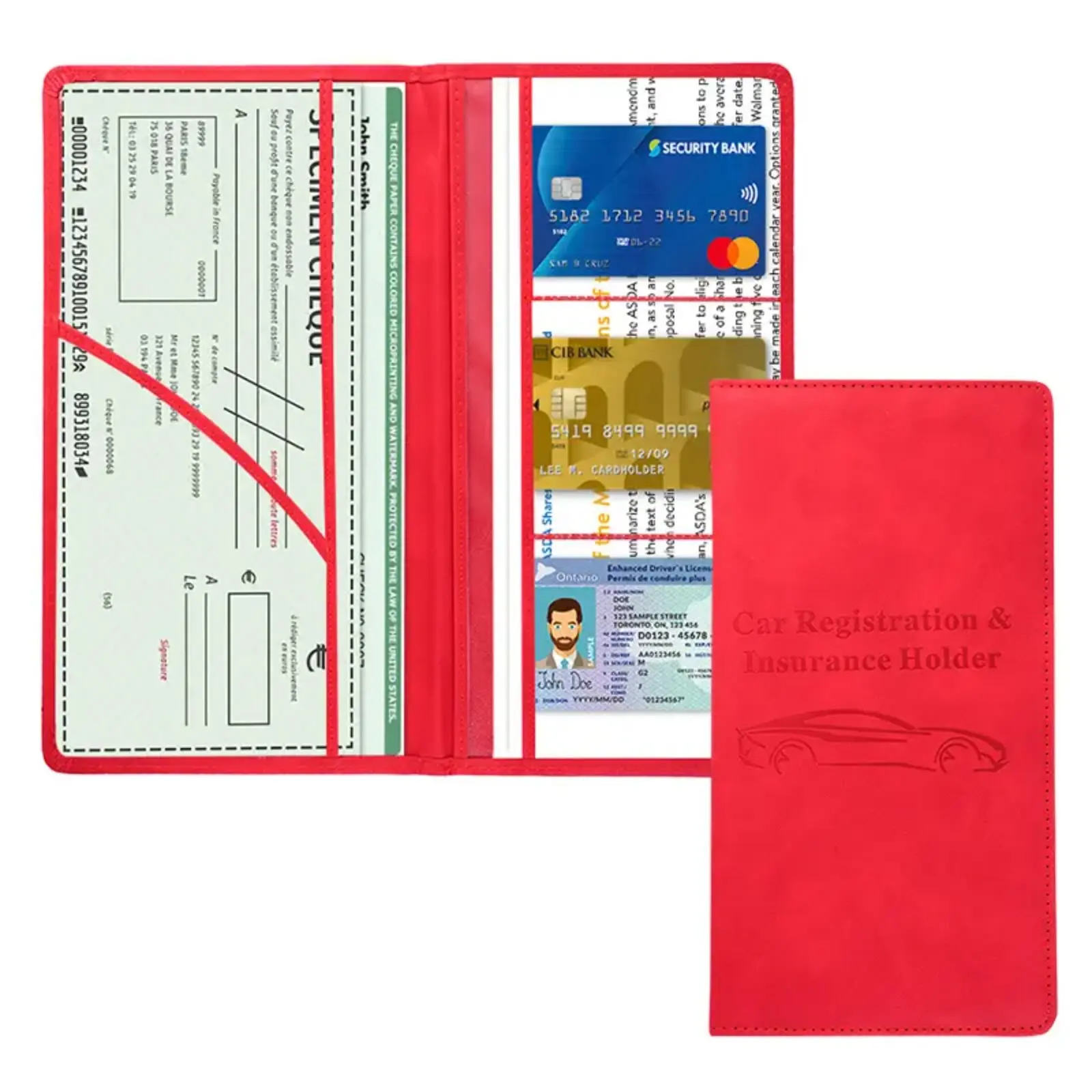 Men's Leather Car Document Wallet - Slim Bifold Organizer for Auto Registration, Insurance Cards - Travel Must Haves for Daily Use