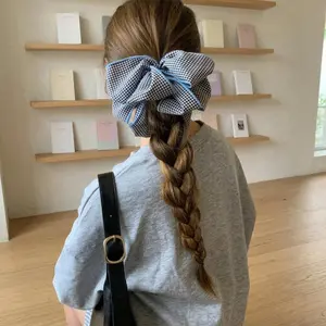 Mother's Day Gifts, Vintage Plaid Hair Scrunchies for Women(1 Pack), French Style Sweet Elastic Hair Ties, Coquette Aesthetic Soft Fabric Hair Bands for Thick Hair, Low Ponytail Holder Accessories