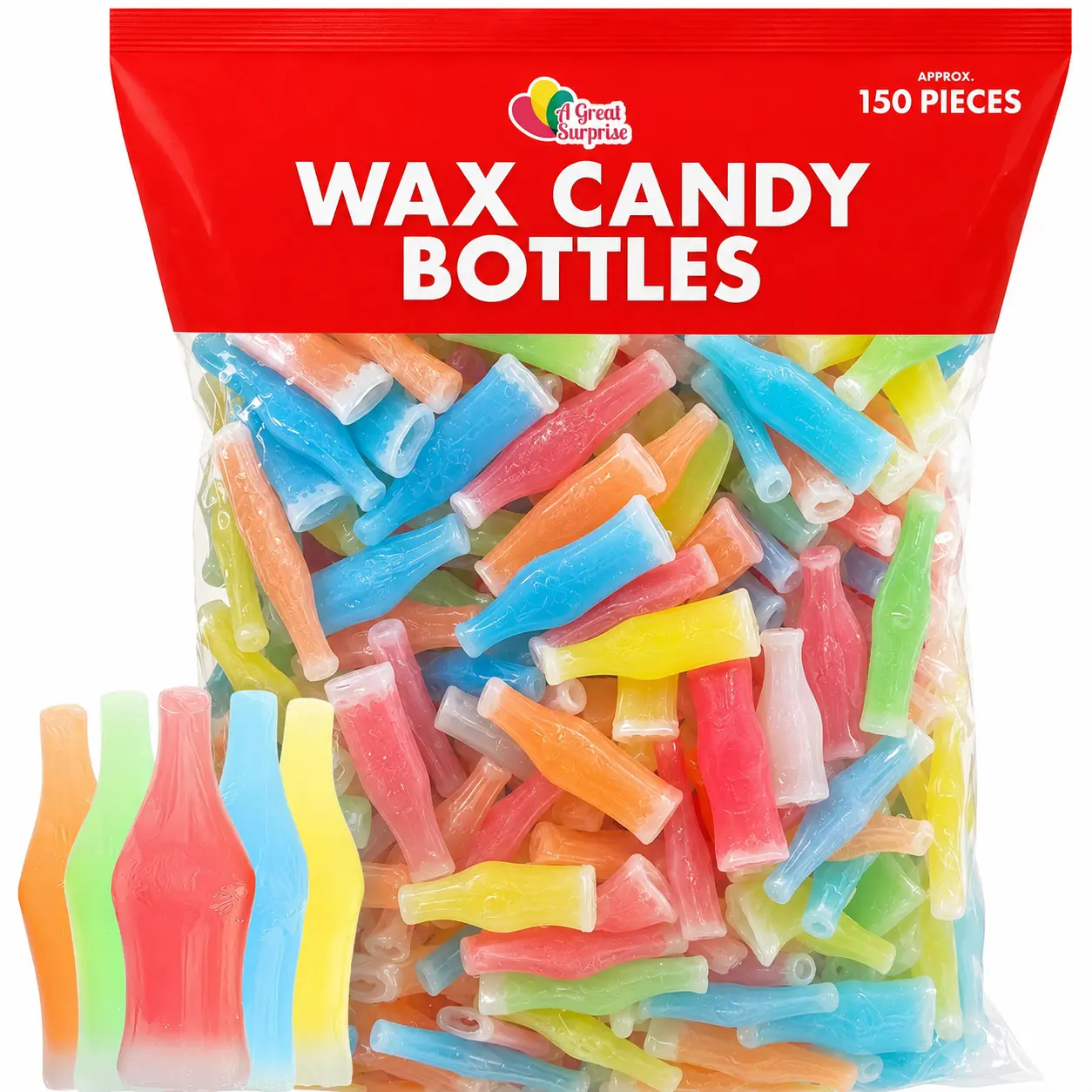 A Great Surprise Wax Bottle Candy, 3 lb Bulk Juice-Filled Retro Candy Bottles for Party Favors, Piñatas & Candy Buffets