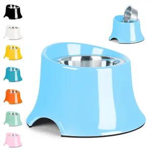 Tilted Elevated Dog Bowls Non-Slip & Non-Spill Pet Feeder with Elevated Detachable Melamine Stand, High Capacity Tilted Dog Bowl for Medium Small Size Dogs M/2 Cup Sky Blue