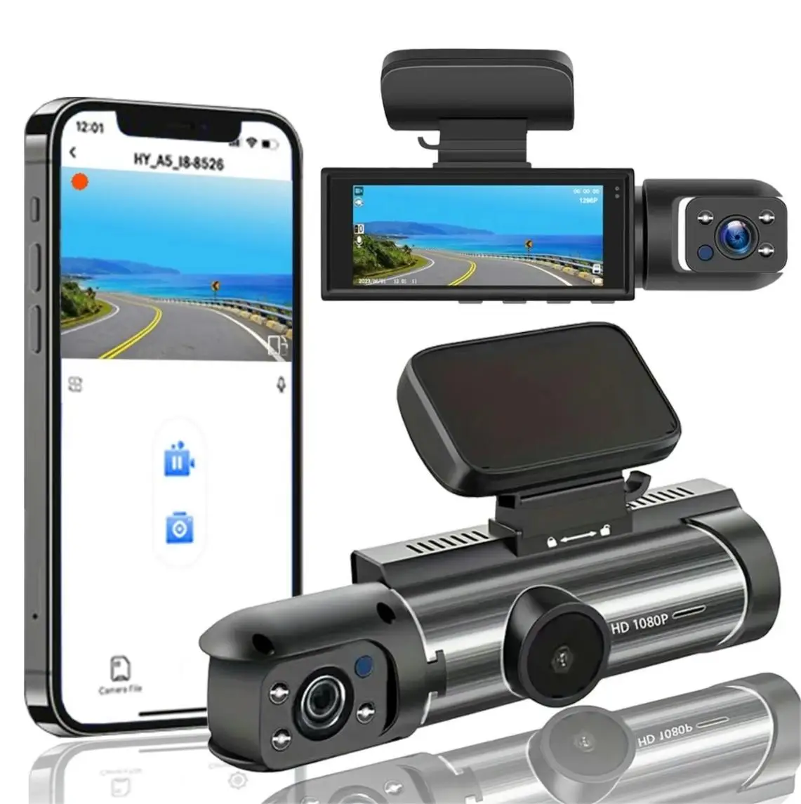 Bcuoz M8 Front & Rear Dashcam, With WI-FI,1 Count Dash Camera for Car,, 3.16 Inch IPS Screen 1080P HD Camera with Dual Lens, Fall Gift, Birthday Gifts