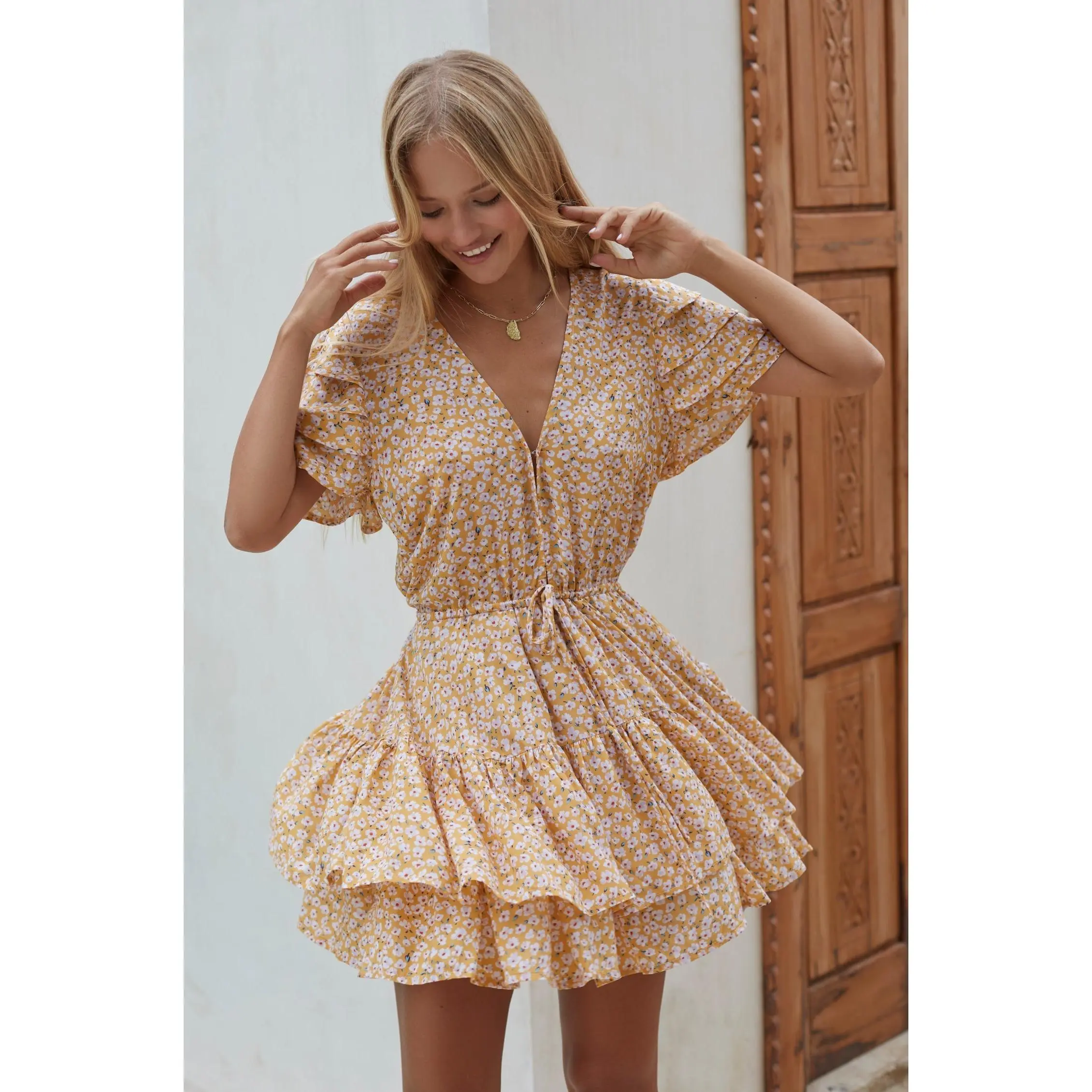 Bonfire Layered Frill Dress - Primrose