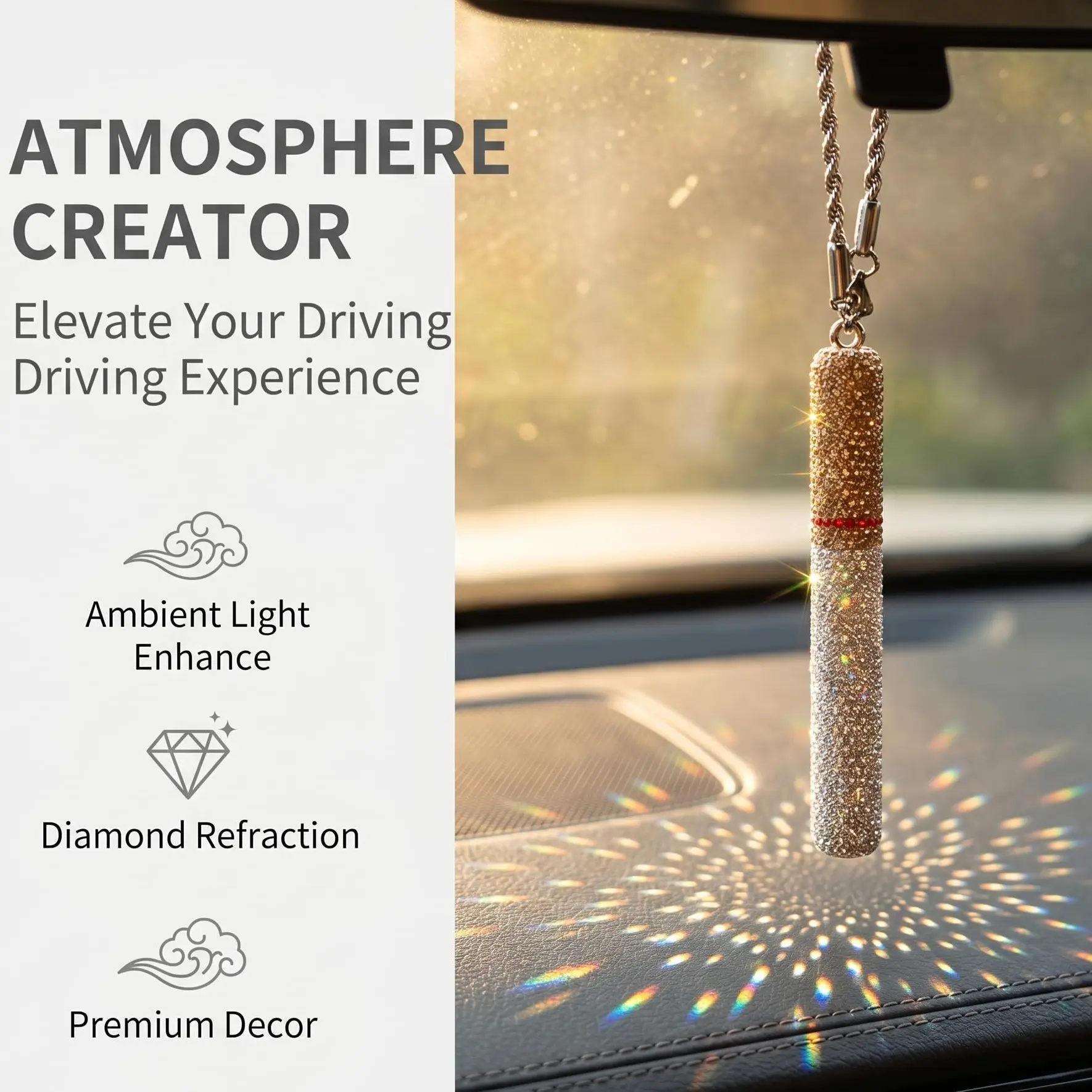 Iced Out Diamond Cigarette Car Mirror Hanging Ornament, Shiny Full Rhinestone Car Pendant, Stylish Cool Auto Interior Decor Mother's Day Gift