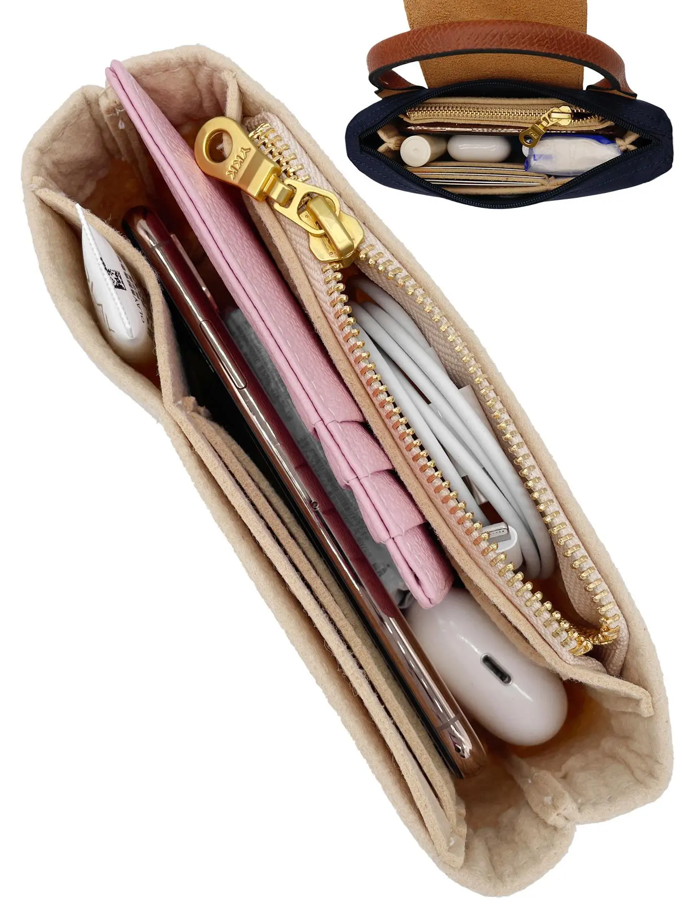 Purse Organizer Insert for Small Tote Bag, Storage & Finishing Inner Bag Liner Handbags Insert Organizer, Pocket Organizer, Organizer Pouch, Zipper Pocket, Bag Organizers