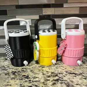 3D Printed Cooler Coozie for 12 oz Cans, Featuring Cheetah Print and Checkered Print Lids