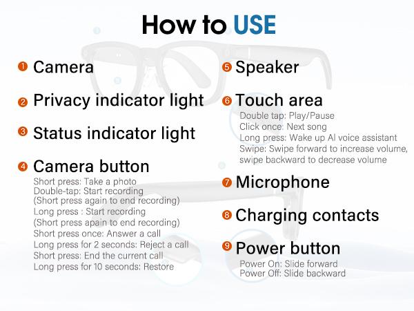 [Spring Deals] Coucur G1 AI 2026 Smart Glasses with Charging Case, 8MP HD Camera Glasses for Men Women, 1200P Video Recording, Open-Ear Bluetooth Glasses for Audio with AI Translation/Voice Control