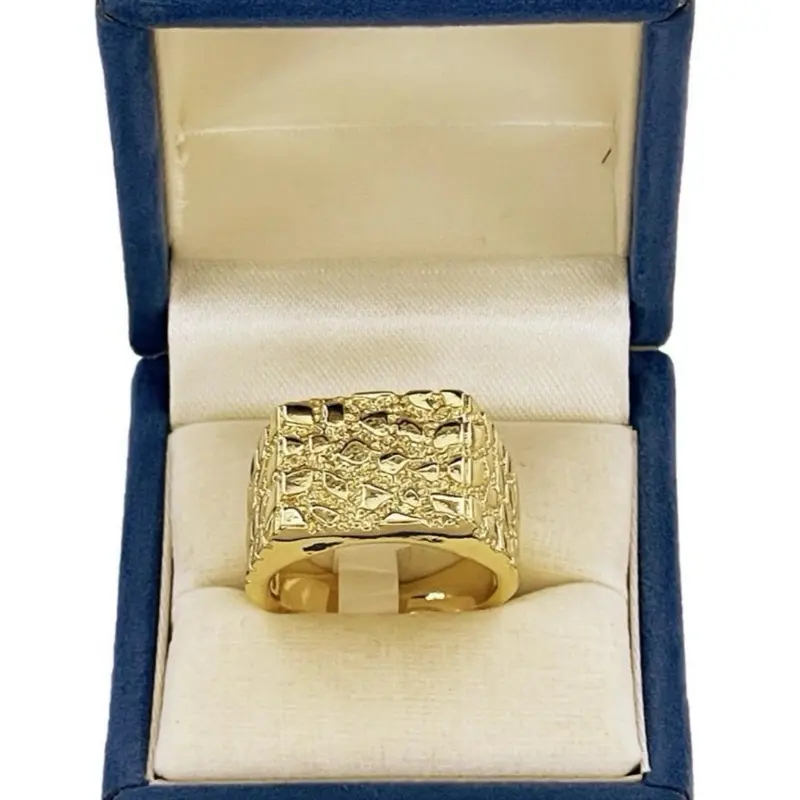 14k Gold plated nugget ring with square design