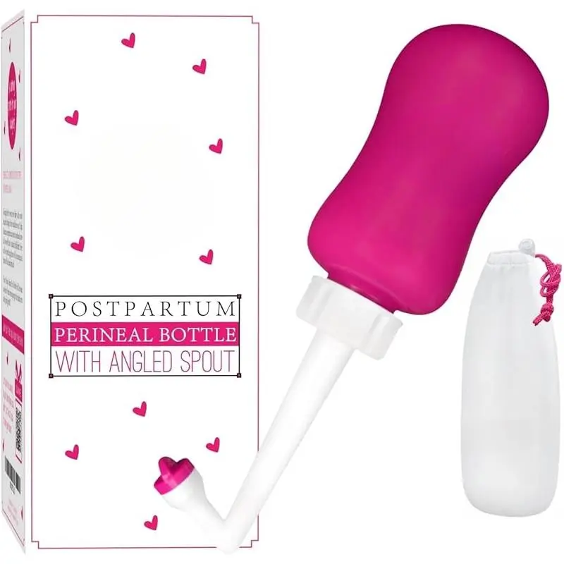 Plastic Peri Bottle for Postpartum Care – 355ml Portable Perineal Bottle with Angled Spout, Postpartum Essentials for Pain Relief, Ideal for Hospital Bag, Labor & Delivery Needs, Thoughtful Post-Birth Gift