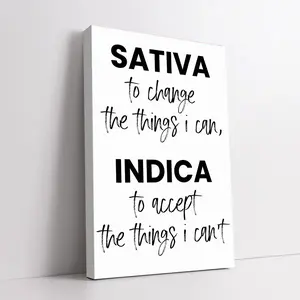 Sativa Indica Funny Art, Cannabis Quote Poster, Minimalist Typography Print, Stoner Humor Decor, Weed Lover Gift, Modern Home Art, Aesthetic Room Decor Decoration Artistic Painting Water Proof wooden frame canvas print wall