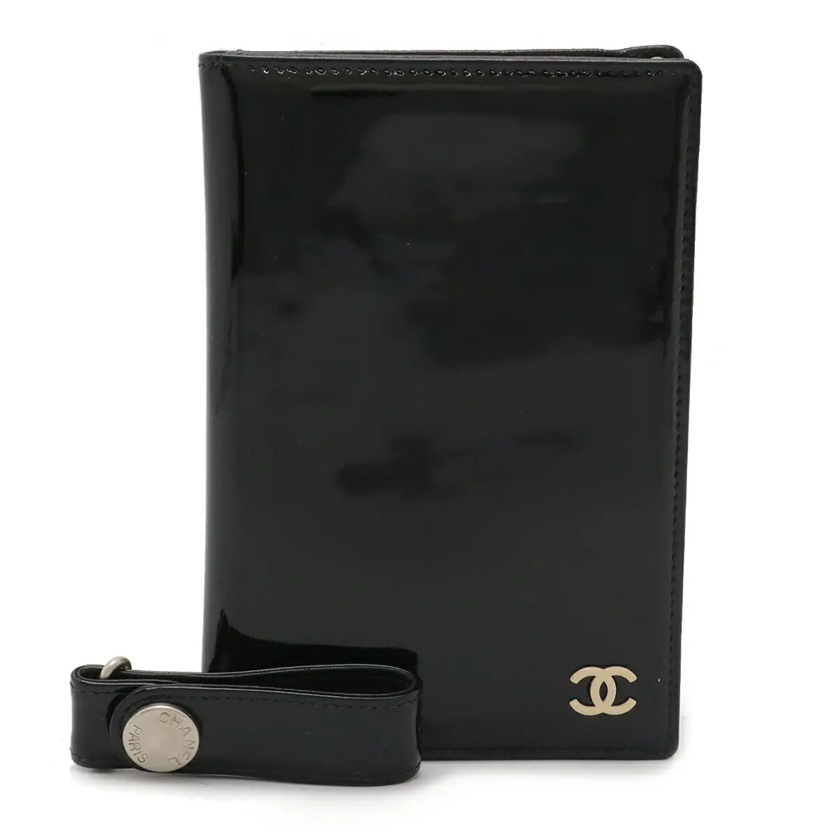 Pre-owned CHANEL Patent Leather Small Leather Goods Passport Case