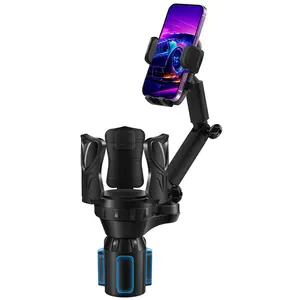 2-In-1 Car Cup Holder Phone Stand, Car Cellphone Mount, Universal Smartphone Holder, Long Arm 360 Degree Rotation, Compatible with All Smartphones, Ideal for Cars, Golf Courses, Gyms