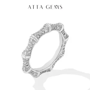 ATTAGEMS Round Cut D Color Lab-Created Moissanite Ring for Women Men Unisex Classic Real 925 Sterling Silver Rings Wedding Band Fine Jewelry Gift for Friends,Parents,Lover R297