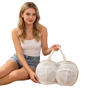 Thickened Mesh Bra Laundry Bag, Anti-Tangle Washing Pouch for Home Washer, Dedicated Bra Protector, Single Pack, Household Essential