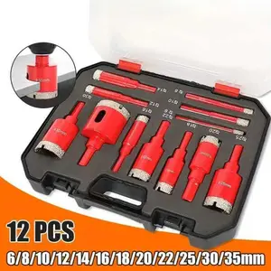 Dry Handheld Hole Maker 12 Piece Set for Home Decoration, Ceramic Drill Bits, Masonry Drill Bit Perfect for Drilling Tiles, Granite, Marble & Stone