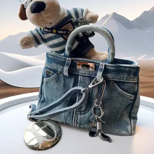 2025 New Trendy Niche High-End Women's Bag Fashion Mix and Match Aesthetic Washed Denim Shoulder Bag Casual Versatile Handbag Crossbody Bag style fashionable shoulder bag shopping lightweight solid color work chic office lady tote Boston Fashion Handbag