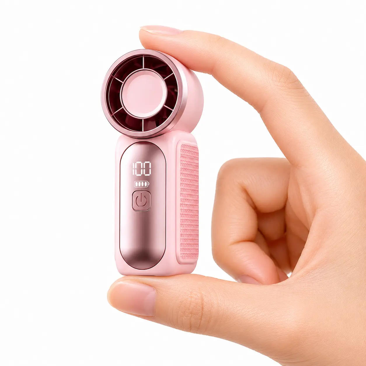 Mini Portable Compact Handheld Fan with LED Display, 6 Speeds, Adjustable Settings, Mobile USB Rechargeable Charging Capability