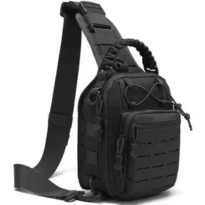 Outdoor Tactical Backpack, Small EDC Chest Pack, 1000D, Oxford Cloth, Wear-resistant, Waterproof, Shoulder Bag, Adjustable Shoulder Strap, Camping, Hiking, Traveling, Everyday Carrying Men's and Women's Crossbody Bags