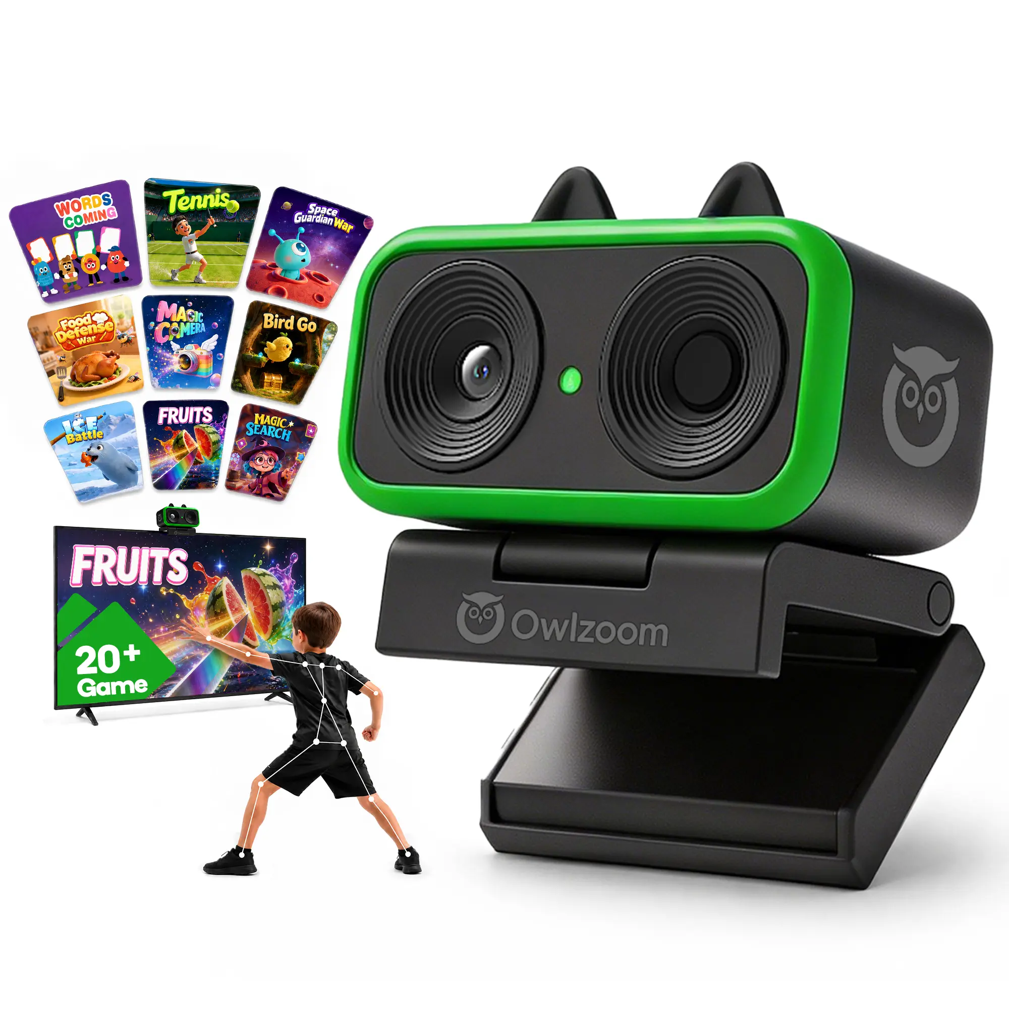 OWLZOOM Motion Gaming Console for TV - TV Compatible Plug & Play Active Video Game System with HDMI Cable, ABS Plastic Body, Motion Sensor, No Controller for Kids