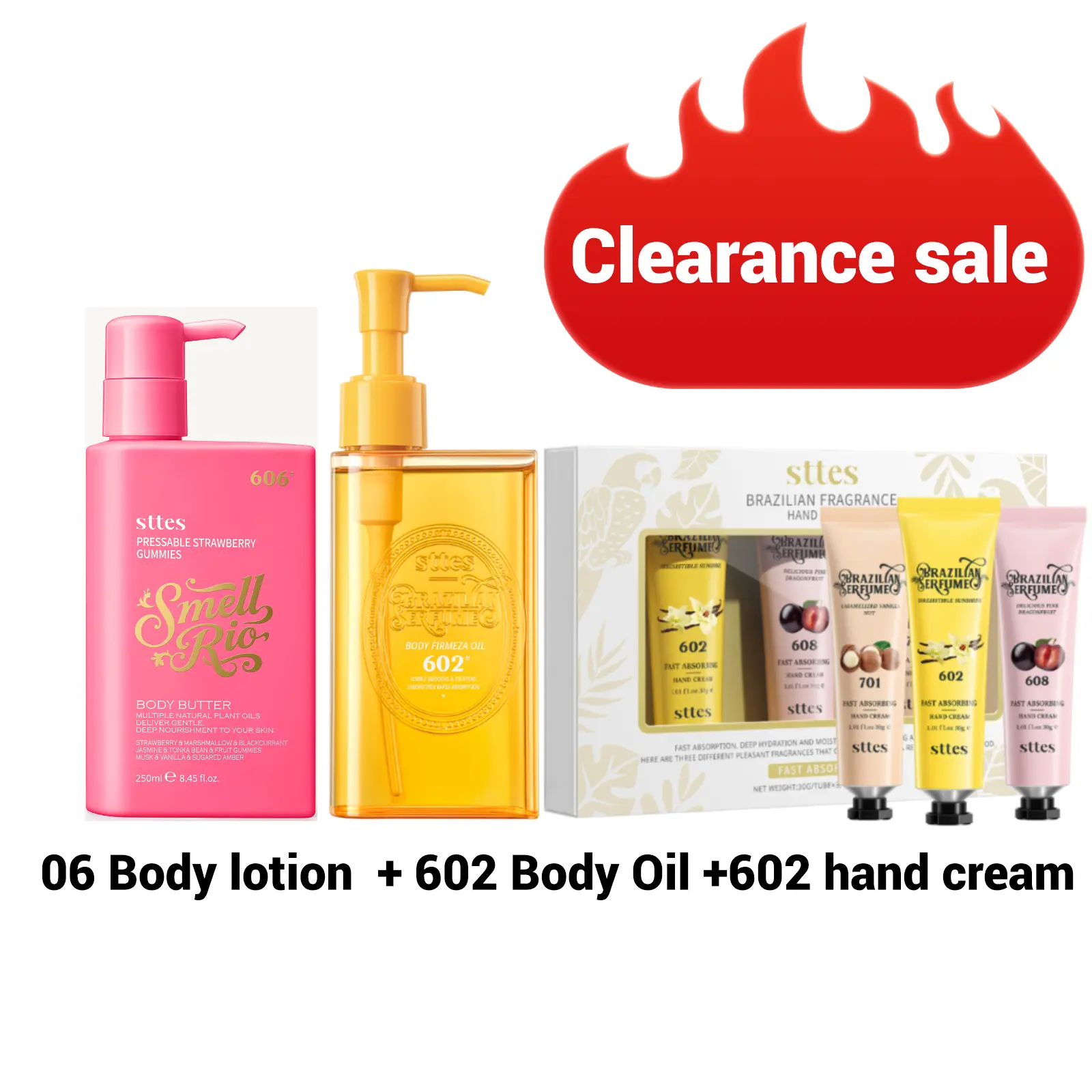 606 body lotion + hand cream $5 + body oil $5