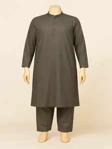 Grace Men's Elegant Shalwar Kameez Set in Classic Brown - Soft Breathable Fabric, Straight Cut Kurta & Loose Fit Shalwar, Perfect for Daily Wear, Festive Occasions, or Prayers