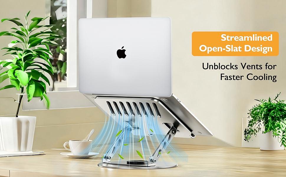 360° Rotating 2-in-1 Multifunctional Laptop Stand Adjustable Foldable Aluminum for Gaming & Mobile Portable Holder Compatible with MacBook Up to 17 Inches