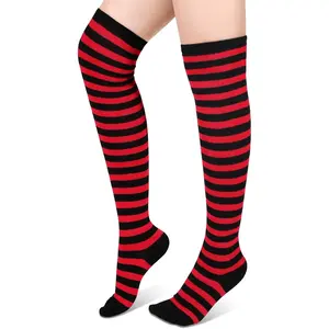 Geyoga Women's High Striped Tights Socks Over Knee Striped Long Stockings Halloween Christmas