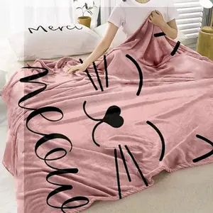 Hello Kitty Pattern Blanket, 1 Count Soft Lightweight Throw Blanket, Warm Comfy Bedding Blanket for Home Office Travel Dormitory Camping, Cartoon Pattern Blanket