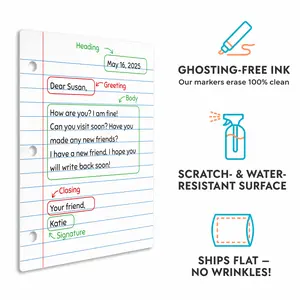 Extra Large Magnetic Whiteboard Notebook Paper - Dual-Magnet Design, Smooth Writing Surface, Wrinkle-Free Finish, Flat Pack Shipping, Ghosting-Free Markers, Ideal for Classroom Educational Arts & Crafts Toy