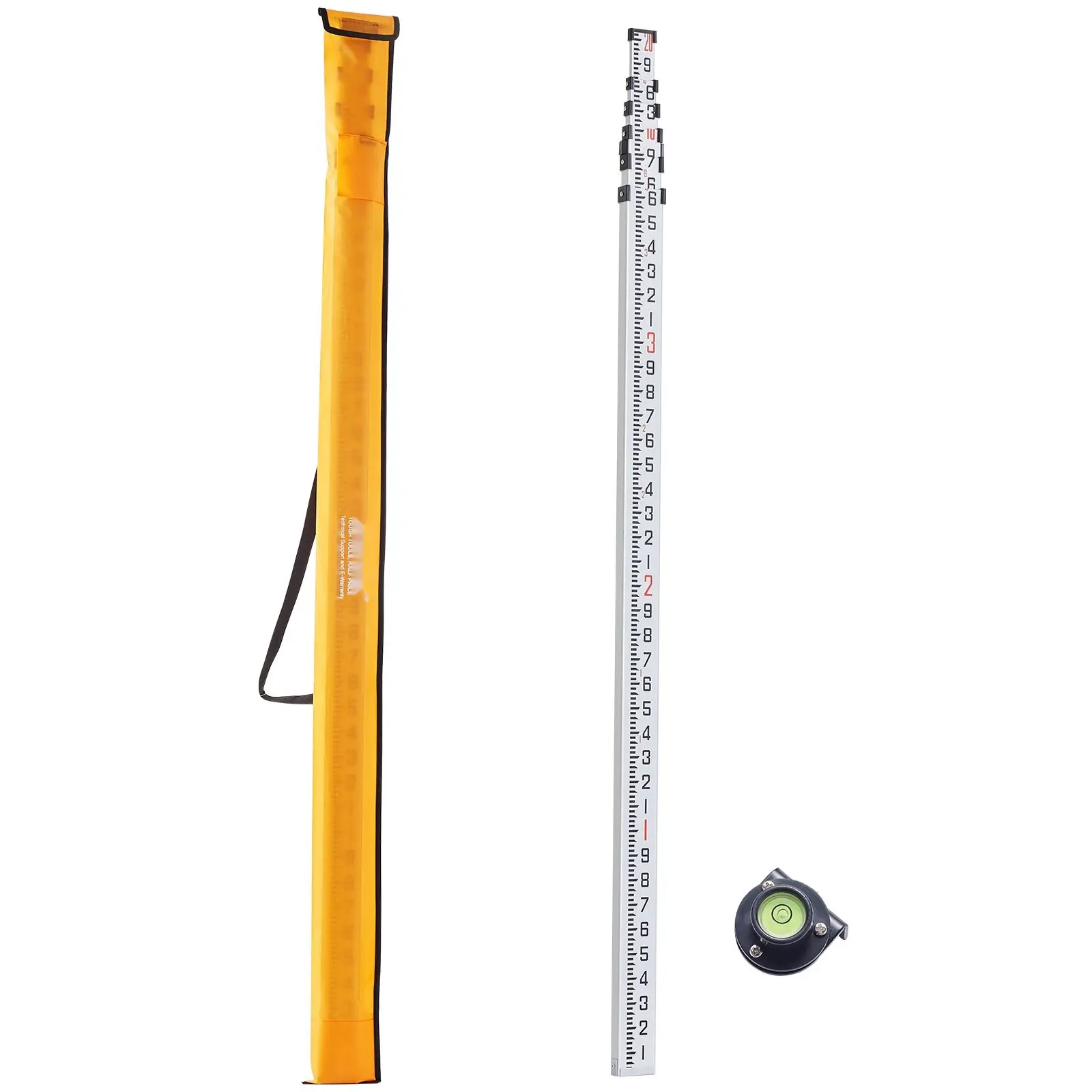 Measuring Rod 20-Foot Telescoping, Six-Section Survey Grade Rod With 1/10 Ft Graduations, 10ths Markings, Includes Carry Bag, Portable Long-Reach Ruler For Construction, Surveying, Mapping And Land Measurement