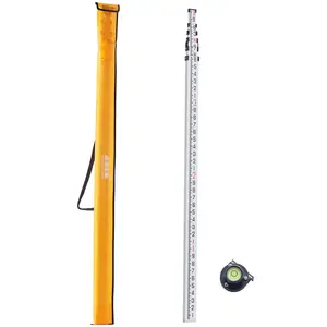 Measuring Rod 20-Foot Telescoping, Six-Section Survey Grade Rod With 1/10 Ft Graduations, 10ths Markings, Includes Carry Bag, Portable Long-Reach Ruler For Construction, Surveying, Mapping And Land Measurement