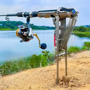 Automatic Deploy Fishing Rod Holder, High Sensitivity Dual Spring Activation Fishing Rod Holder, Stainless Steel Fishing Rod Holder for Outdoor, Fishing Accessories