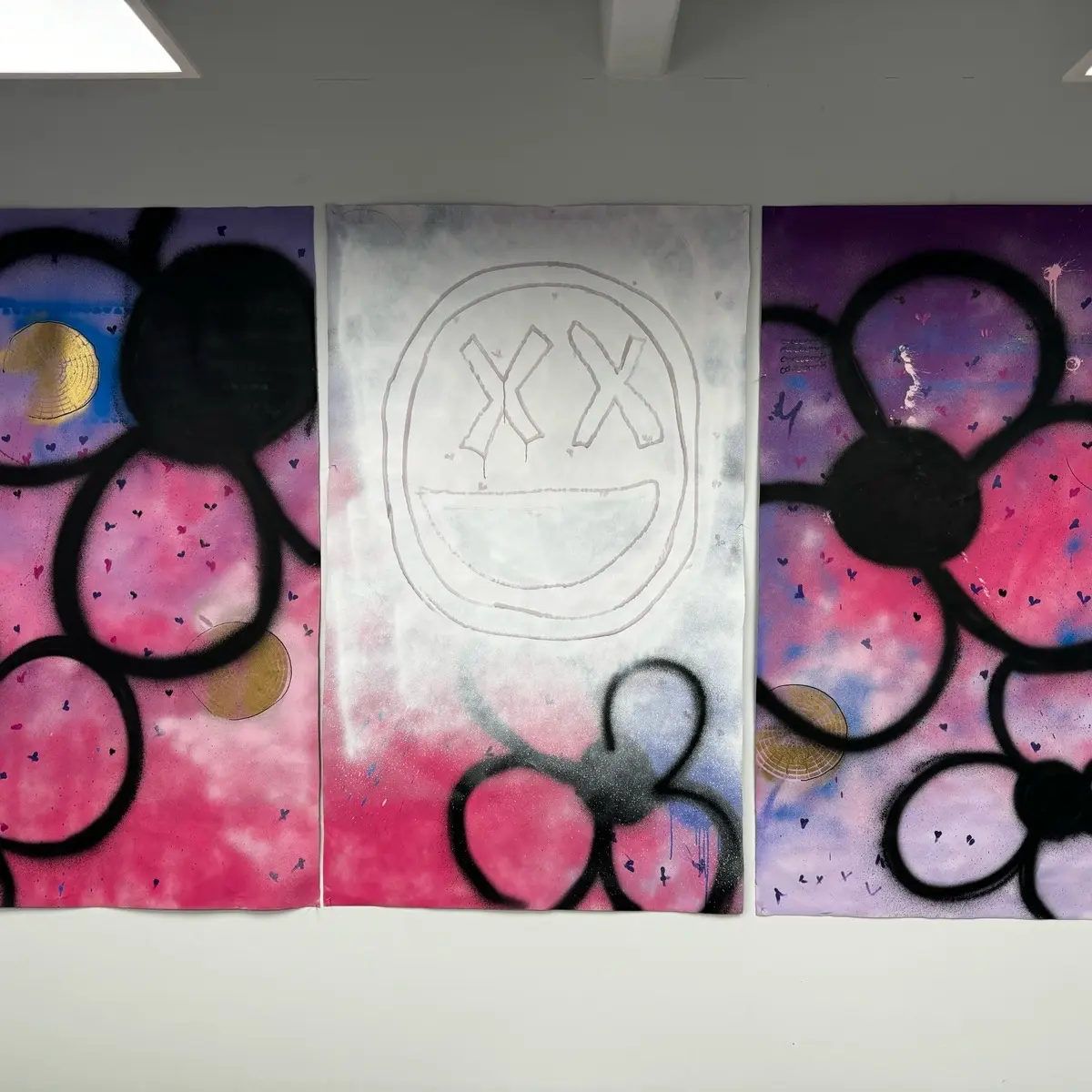 Martin (Marteen) XIX Street Art Canvas Painting Set - “Happily xx inside” part 3 of 3 43in x 72in) - Unique & Inspiring Art for Sale. Left side only