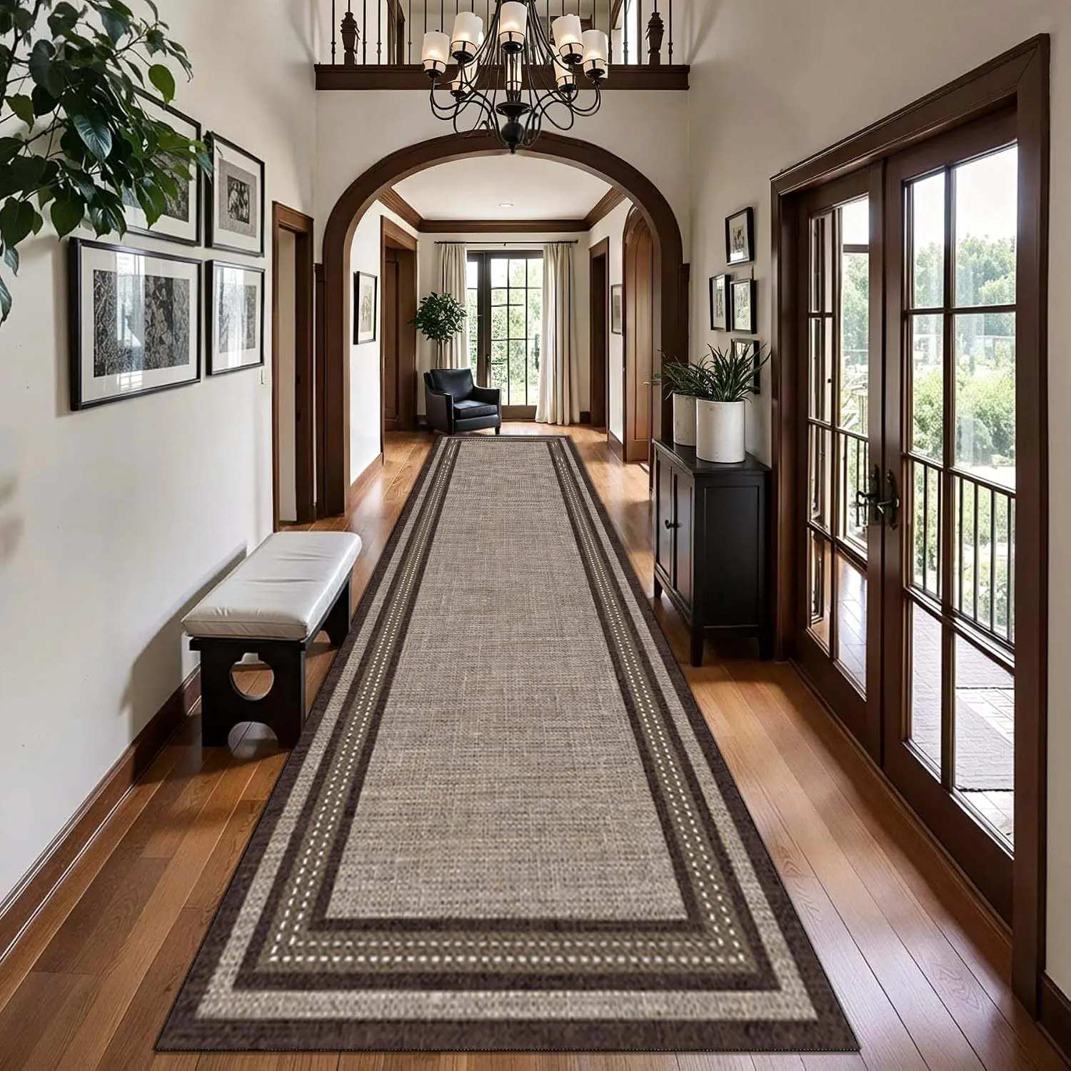Machine-Made Runner Rug - 2.6' x 13' Extra Long & Wide, Vibrant Print, 0.2in Thin, Washable, Non-Slip, Modern Retro Home Decor Rugs for Hallways Indoors, Absorbent Washable Rug, Multiple Rooms