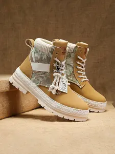 Men's Bear Pattern Lace Up Hiking Boots, Lightweight Hiking Boots, Casual Outdoor Sports Boots, Fashionable Hiking Shoes for Outdoor Activities