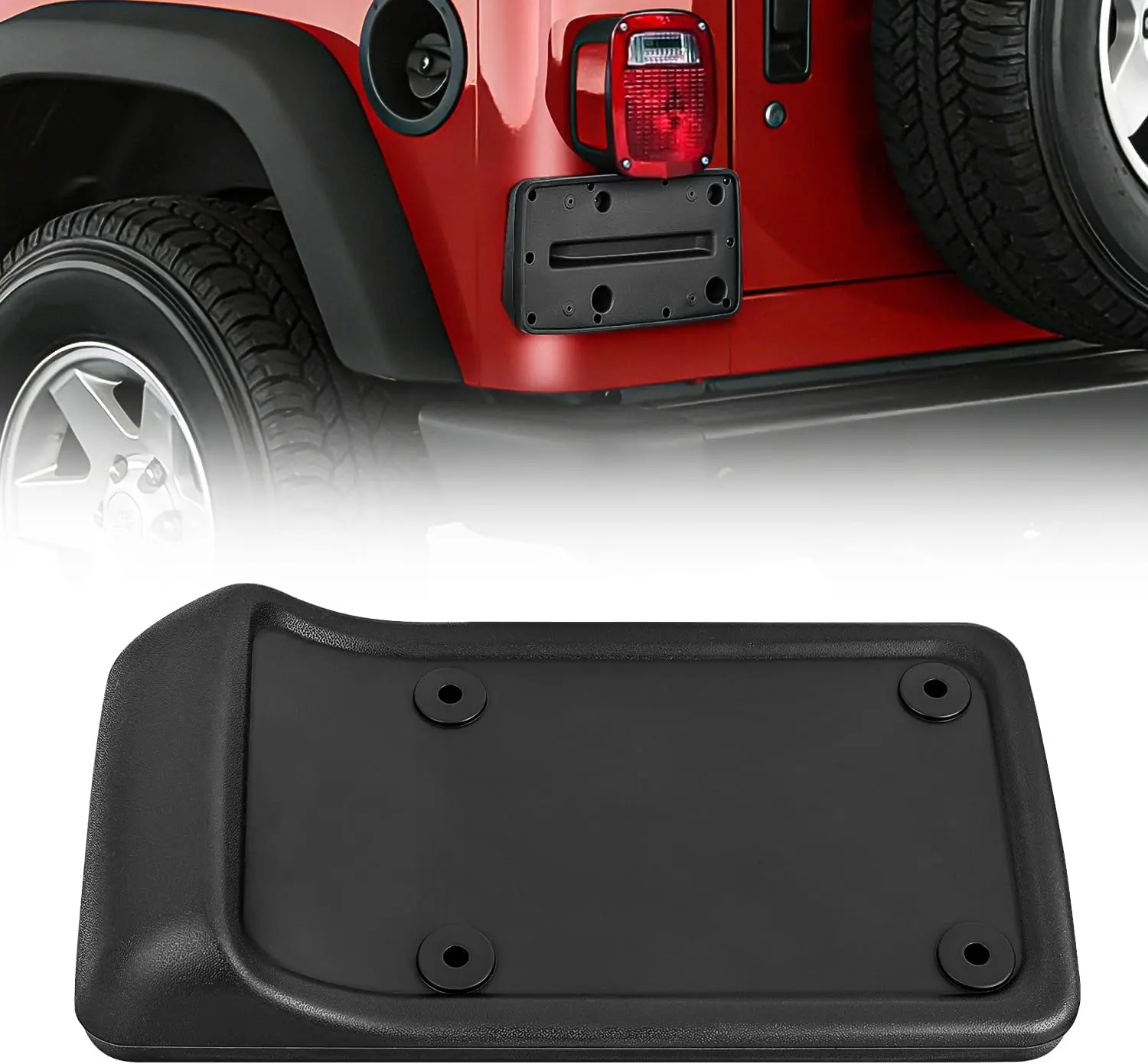 Nilight Rustproof ABS Automotive License Plate Frame Holder Bracket - OE Replacement for 1997-2006 Jeep Wrangler TJ (Replace #55174994), Car Accessories, Oxidation-Resistant Off-Road Plate Guard with Vibration Stop Easy Installation Component