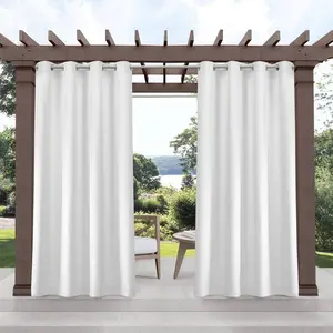 Set of 2 (144"x54") Indoor/Outdoor Cabana Grommet Top Curtain Panels White - MU Textile Exclusive Home