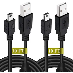 2 Pack 10ft PS3 Controller Charger  - Fast Mini USB Data  Cord for PS Move  3  Controller, TI84 Plus CE, Digital Camera