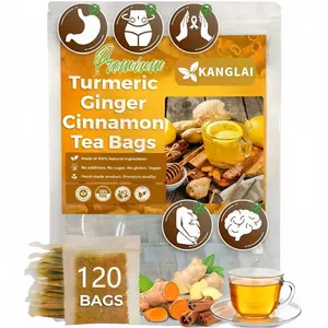 Turmeric Ginger Cinnamon Tea 100% Natural HerbalIngredients 120 Bags - Sugar Free, Caffeine Free, Gluten Free,detox,Vegan 100% All Natural Eco Friendly Teabags, Beverage