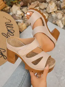 One-Step Thick Sole Sandals, Adjustable Velcro Strap, Comfortable and Versatile, Ideal for Daily Wear, Stylish Footwear Choice