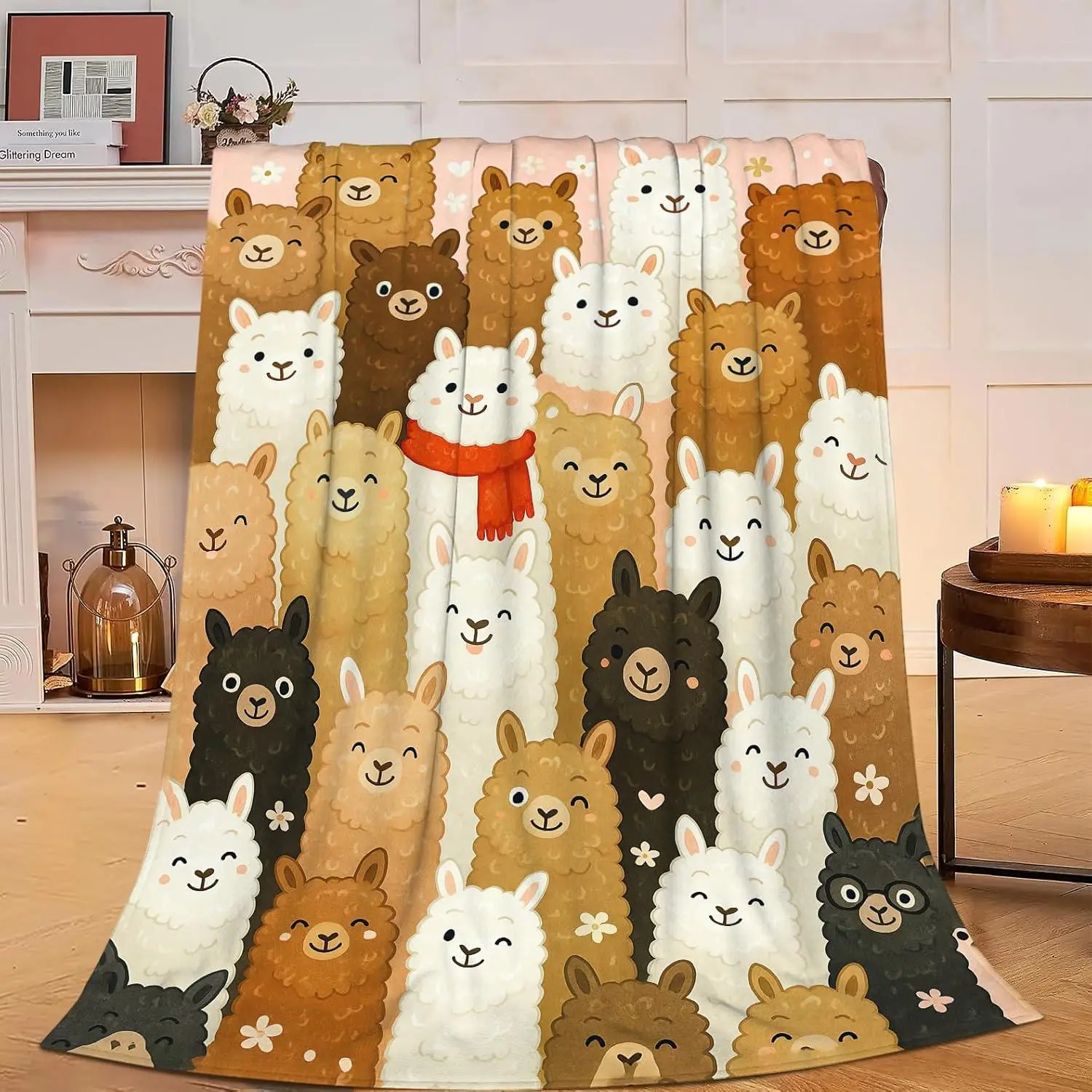 Alpaca Blanket Cute Llama Alpaca Throw Blanket Soft Cozy Fleece Fuzzy Plush Warm Stuff Bedding   Blankets Gifts for Boys Girls Kids Adult Men Women 40"X50"