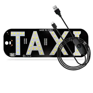 1pcs Taxi Sign Light USB On/Off Button, Bright Taxi LED Sign, Suction Cup Window Placement for Taxi Car (White)