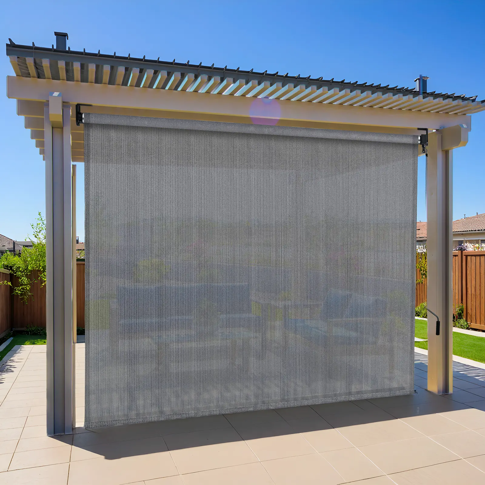 TLGREEN Outdoor Roller Sun Shade, HDPE Shade Cloth for Pergola Patio, Aluminum Tube with Cordless Wand Crank Operation, Sunshade for Outdoor Patio, Porch, and Garden ,Adjustable Canopy, outdoor patio, umbrellas for patio, sombr, umbrellas for patio