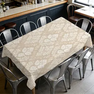 1pc Creamy Floral Diamonds Round/Rectangular Tablecloth - Durable & Easy to Clean, Great for Square Table Spring Summer Picnics, Restaurant Dining, Family Gatherings, Holiday Parties, Picnic Table Cover, Rectangle Tablecloth