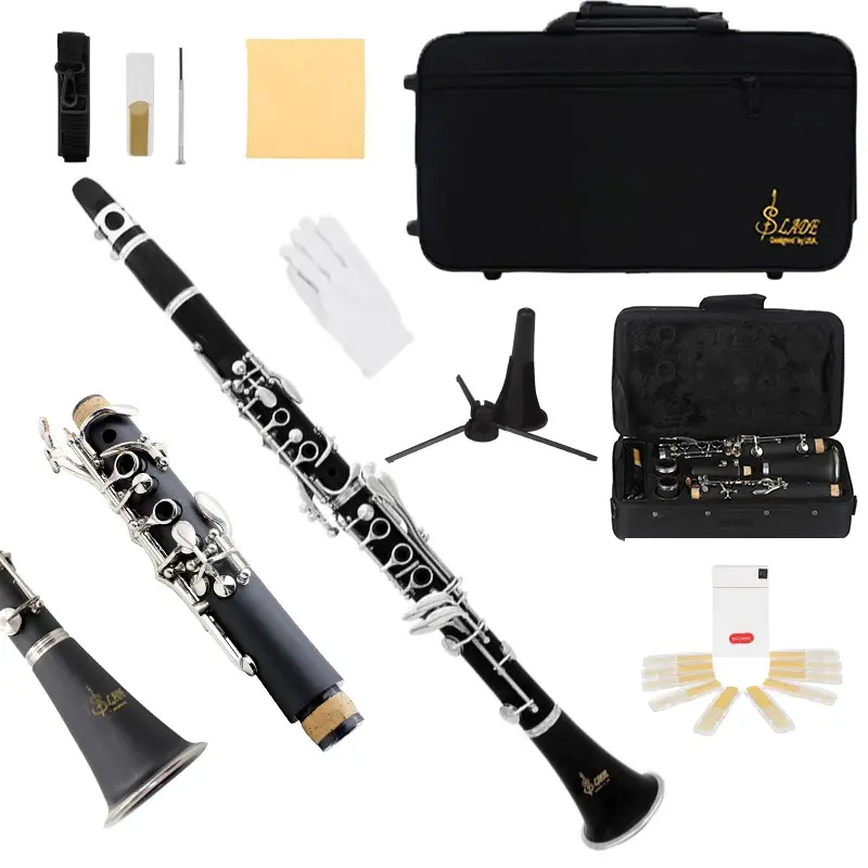 SLADE  Clarinet nickel-plated Keys Bakelite Wooden Clarinet Professional Durable Woodwind Instrument With Box 10pcs Reed Bb Musical Instrument Parts