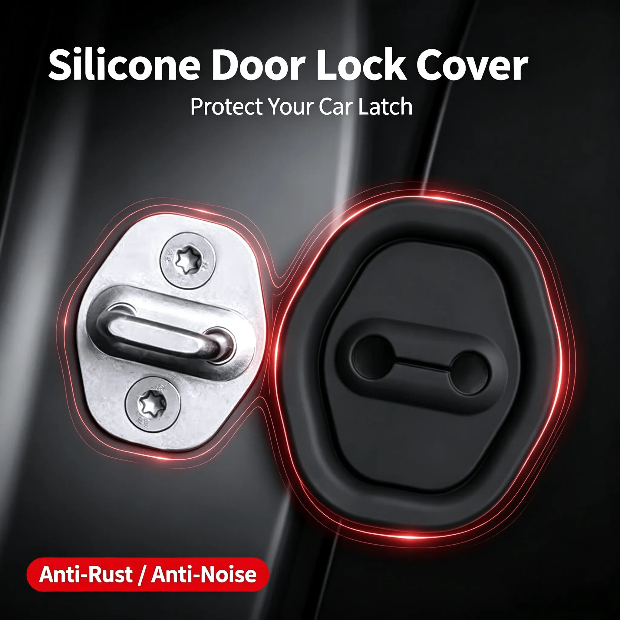 Universal Silicone Car Door Lock Protector Cover Anti-Rust Anti-Shock Anti-Noise Door Latch Mute Pad Fit Most SUV Truck Sedan