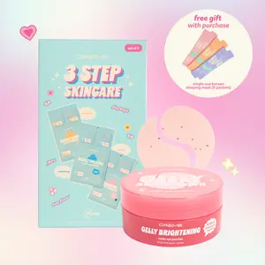 The Crème Shop Glow-To-Go Skincare Bundle - 3 Step To-Go Set & Gelly Under Eye Patches for Travel-Friendly Cleansing Hydrating & Refreshing