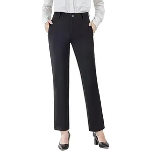 Dealsforyouday Women's High-Waisted Work Pants – Professional Stretch Dress Pants with Tummy Control & Pockets – Straight Leg Office Trousers in Polyester-Spandex – Business Casual Slacks for Teachers, Travel & Everyday Wear