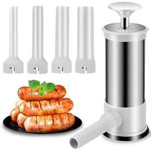 Sausage Stuffer with 4 Different Inches Stuffing Tubes, Manual Sausage Maker, Homemade Sausage Machine Making Kit, for Home Camping Outdoor Grill BBQ(2.2LB)