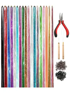 18 Colors Clip-In Hair Extensions Set, Medium Length Wigs for Girls & Women, Perfect for Christmas, New Year, Halloween Cosplay Parties, Straight Hair Weave